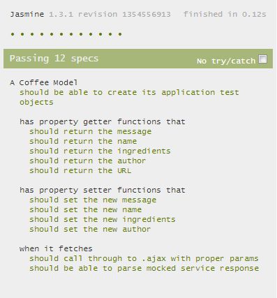 BackboneModel Jasmine Unit Test Page